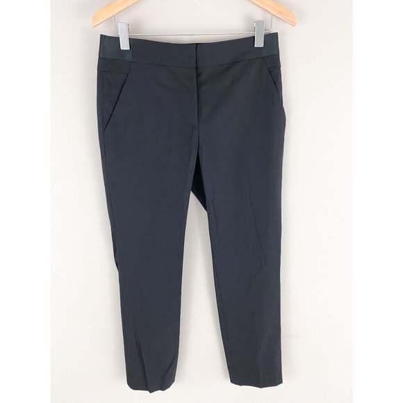 Proenza Schouler Black Wool Dress Pants Satin Waistband Made in Italy Designer 4